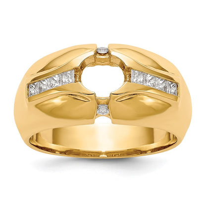 14K Gelbgold (holds 3/4 Karat (5.5mm) Rund Mittig) 1/2 Diamant Herren Halbfassung Ring