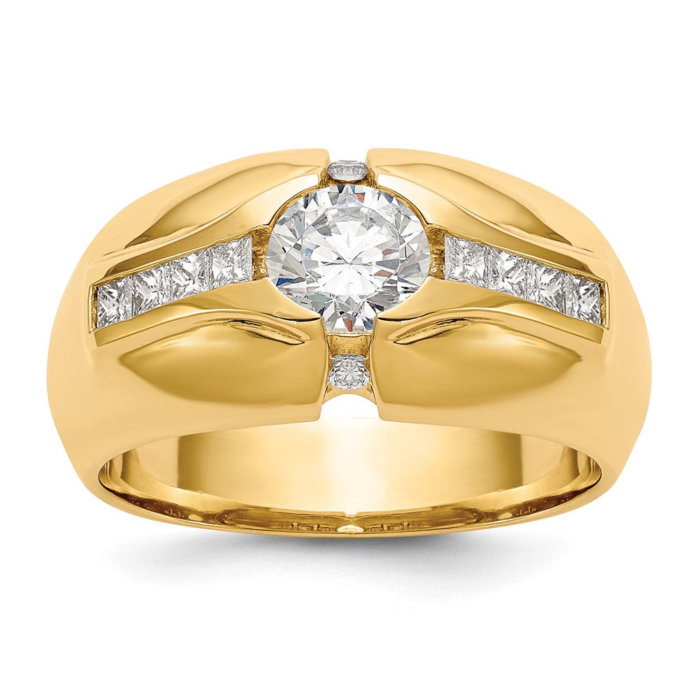 14K Gelbgold Herrenring mit 0,5 ct. im Labor gezüchteten Diamanten VS/SI+ G+, Halbfassung für 0,625 ct. Mittelstein