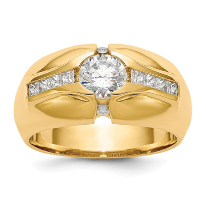 14K Gelbgold Herrenring mit 0,5 ct. im Labor gezüchteten Diamanten VS/SI+ G+, Halbfassung für 0,625 ct. Mittelstein