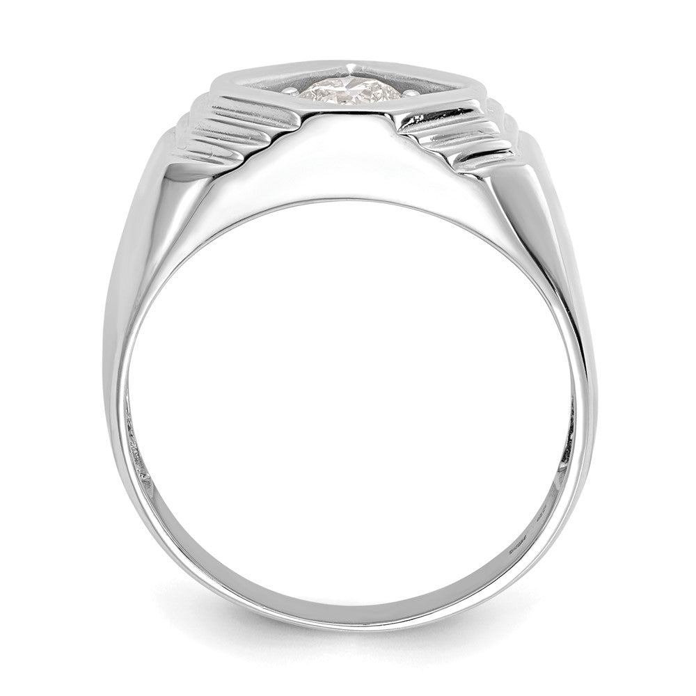 14K Weißgold Herrenring mit echten Diamanten