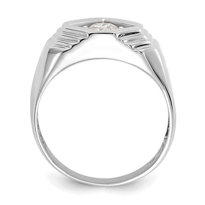 14K Weißgold Herrenring mit echten Diamanten