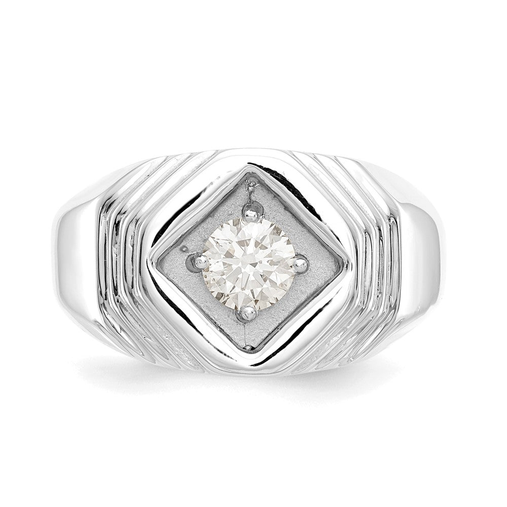 14K Weißgold Herrenring mit echten Diamanten