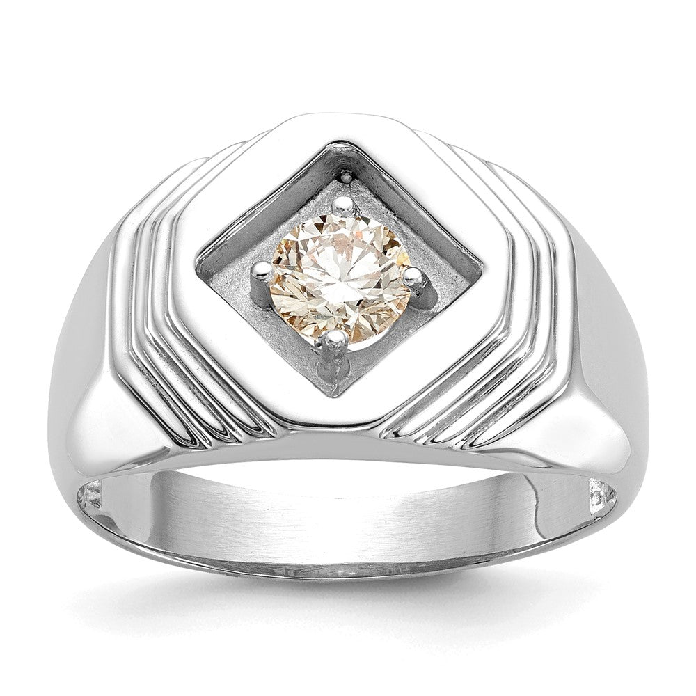 14K Weißgold Herrenring mit echten Diamanten