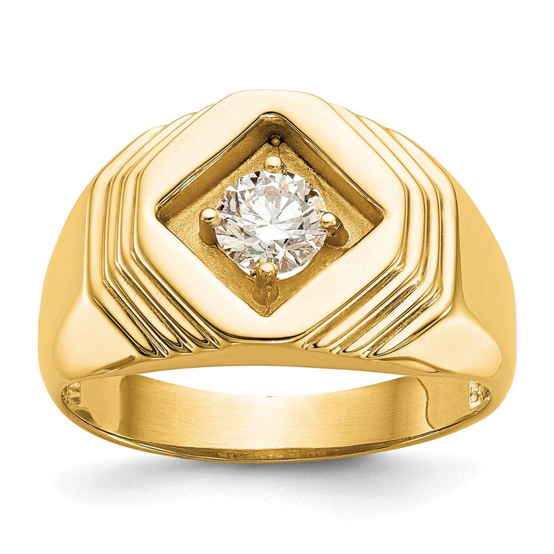 14K Gelbgold Herrenring mit natürlichem Diamant 0,5 ct