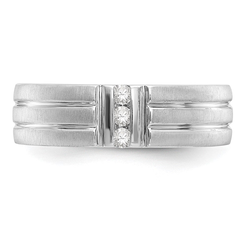 14K Weißgold Herren-Ring mit echten Diamanten