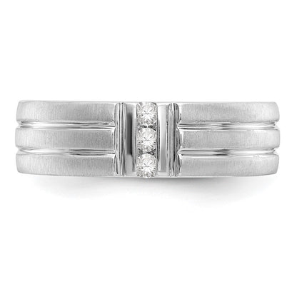 14K Weißgold Herren-Ring mit echten Diamanten