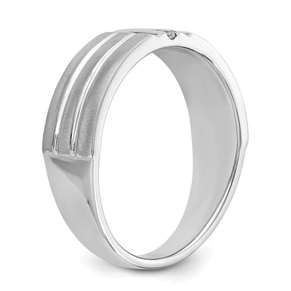 14K Weißgold Herren-Ring mit echten Diamanten