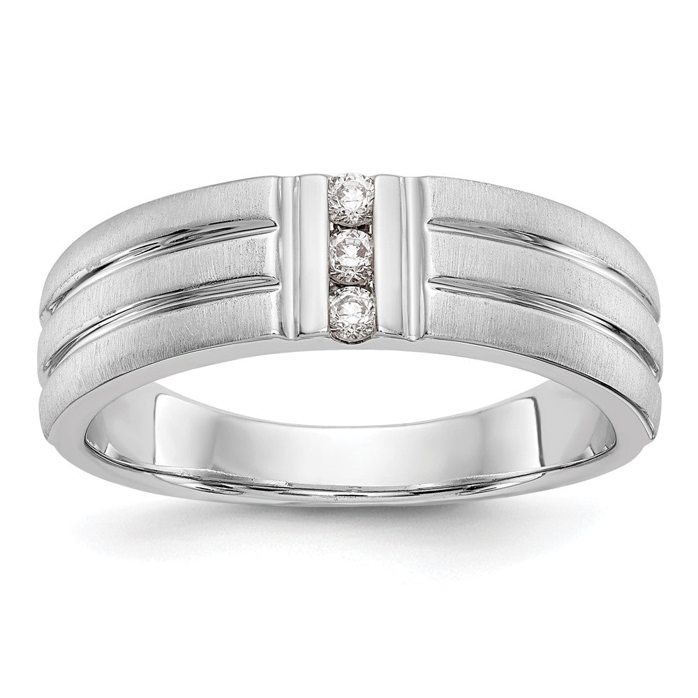 14K Weißgold Herren-Ring mit echten Diamanten