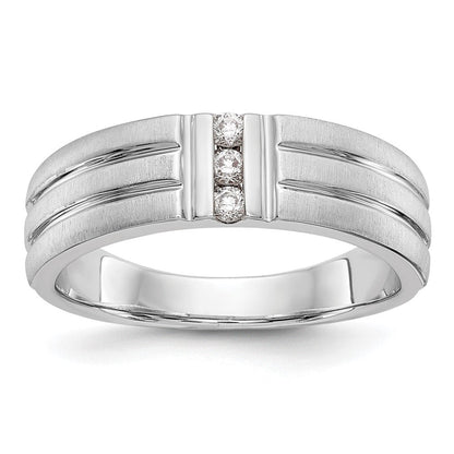 14K Weißgold Herren-Ring mit echten Diamanten