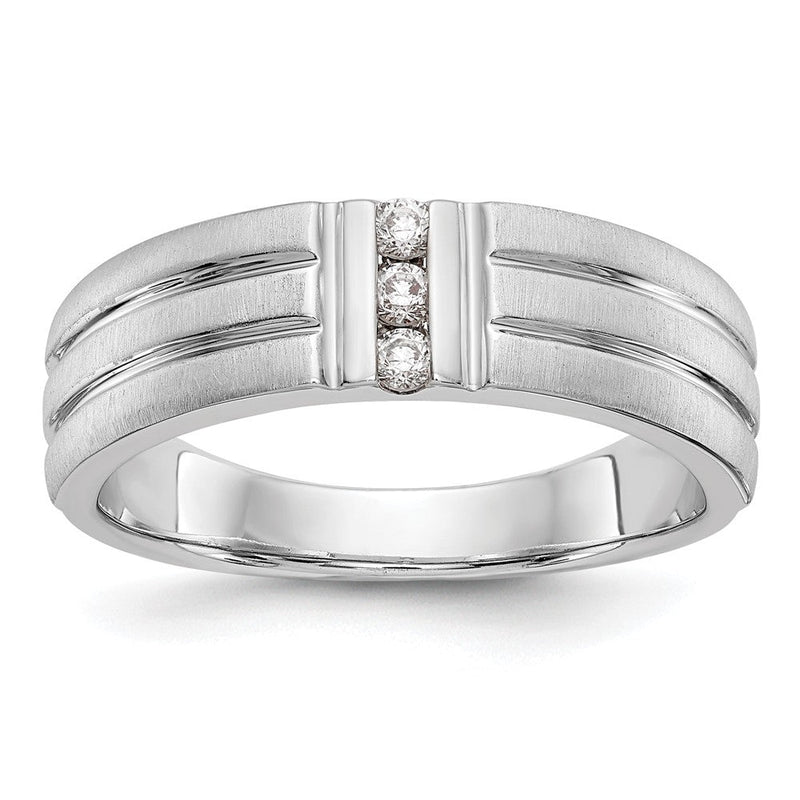 14K Weißgold Herren-Ring mit echten Diamanten