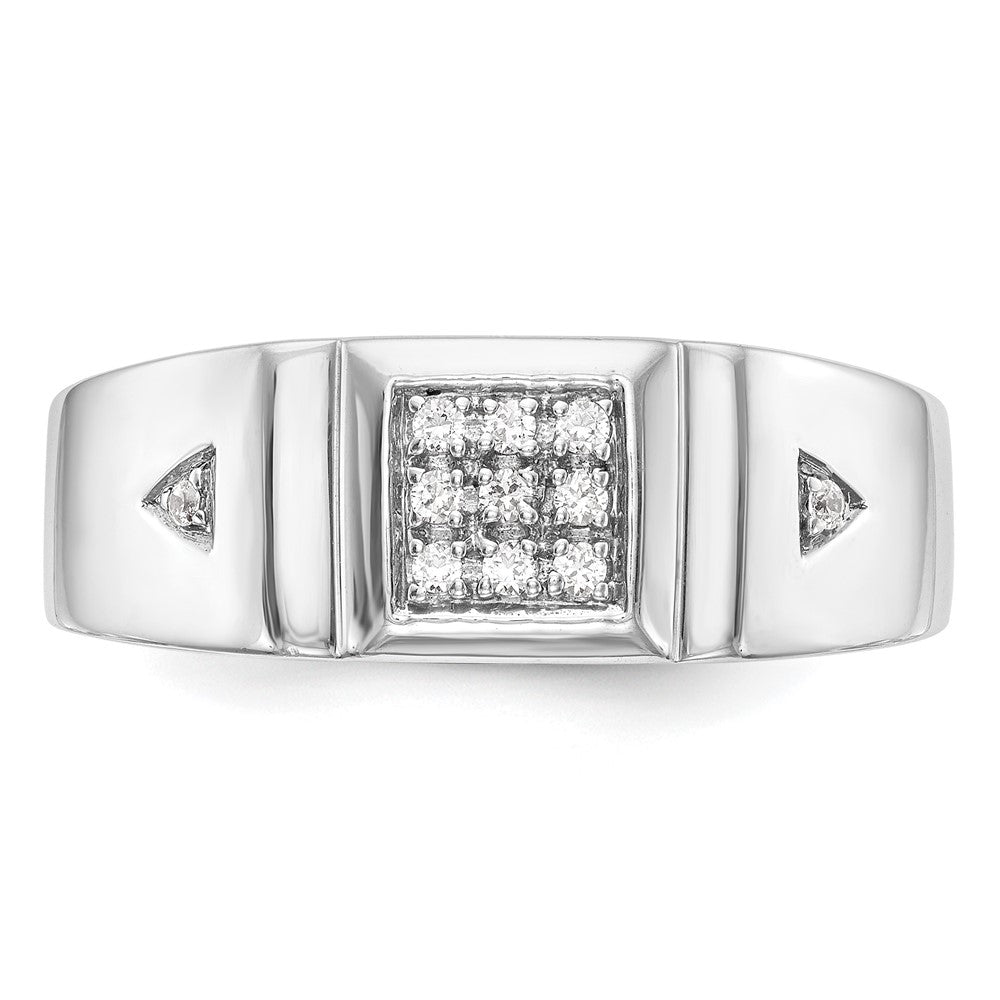 14K Weißgold Herren-Ehering mit natürlichen Diamanten, 0,133 ct
