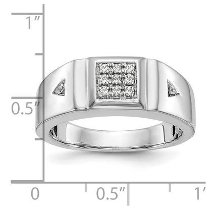14K Weißgold Herren-Ehering mit natürlichen Diamanten, 0,133 ct