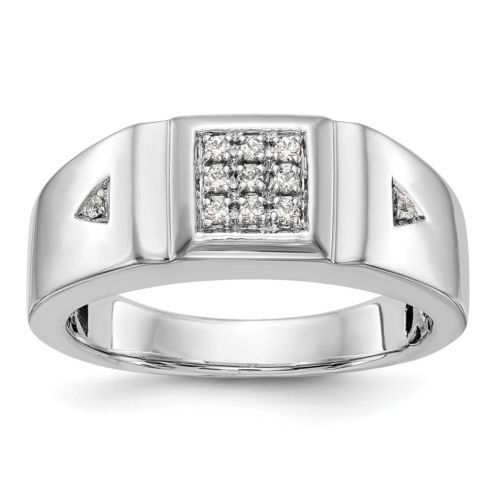 14K Weißgold Herren-Ehering mit natürlichen Diamanten, 0,133 ct