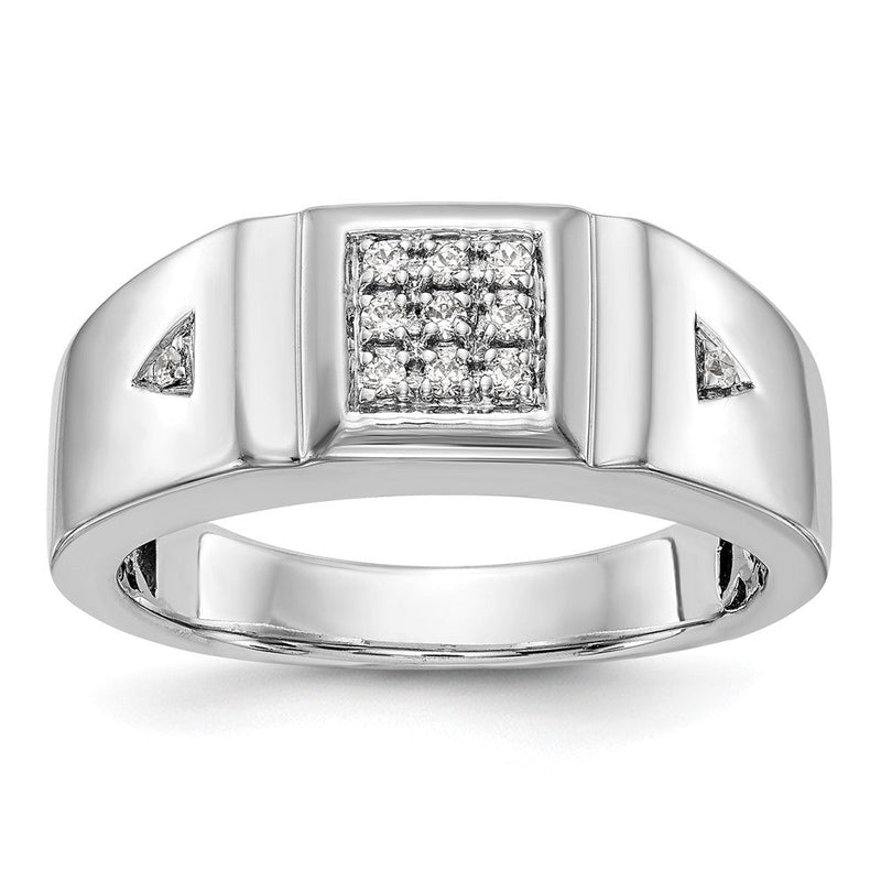 14K Weißgold Herren-Ehering mit natürlichen Diamanten, 0,133 ct