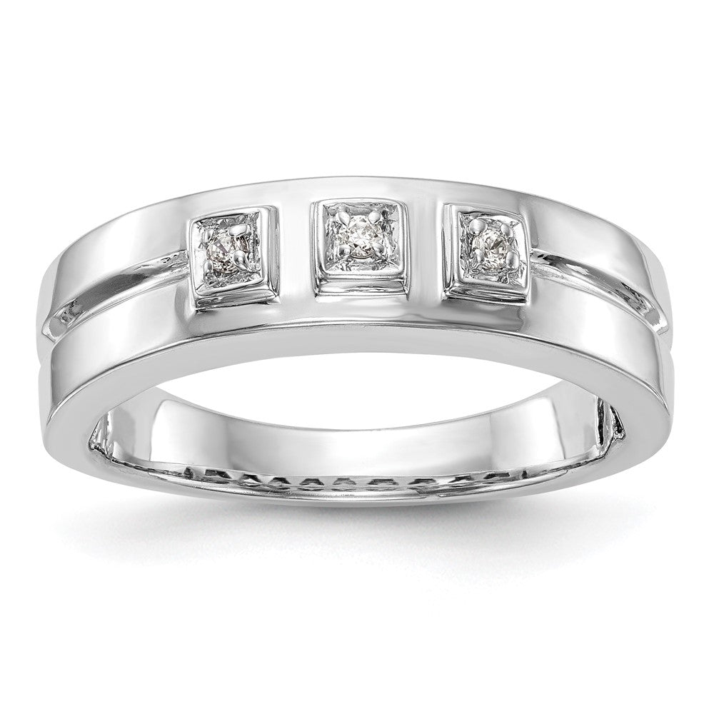 14K Weißgold Herren-Ehering mit natürlichen Diamanten
