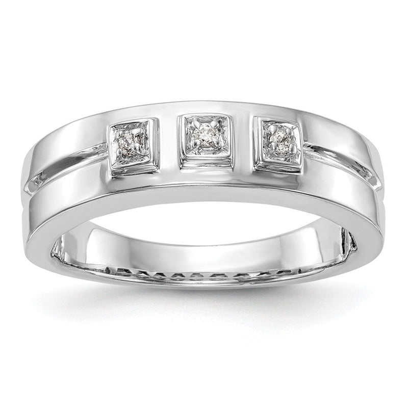 14K Weißgold Herren-Ehering mit natürlichen Diamanten