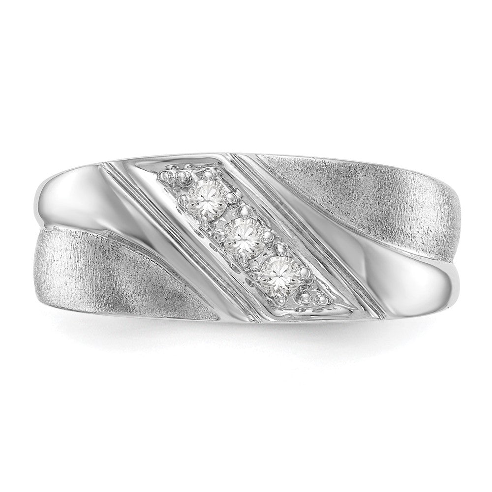 14K Weißgold Ring mit 0,166 ct. im Labor gezüchteten Diamanten VS/SI+ G+ Drei-Stein-Design für Herren