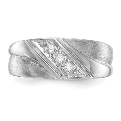 14K Weißgold Ring mit 0,17 ct. im Labor gezüchteten Diamanten VS/SI+ G+, Drei-Stein, für Herren