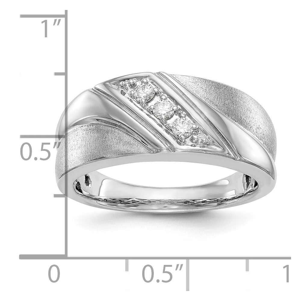 14K Weißgold Ring mit 0,17 ct. Labor-Diamant, VS/SI+ G+, Three-Stone, komplett, Herren