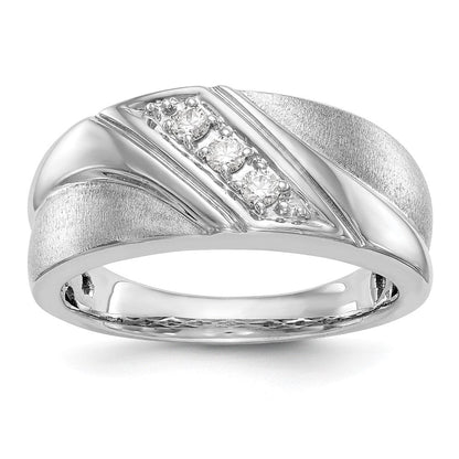 14K Weißgold Ring mit 0,17 ct. Labor-Diamant, VS/SI+ G+, Three-Stone, komplett, Herren