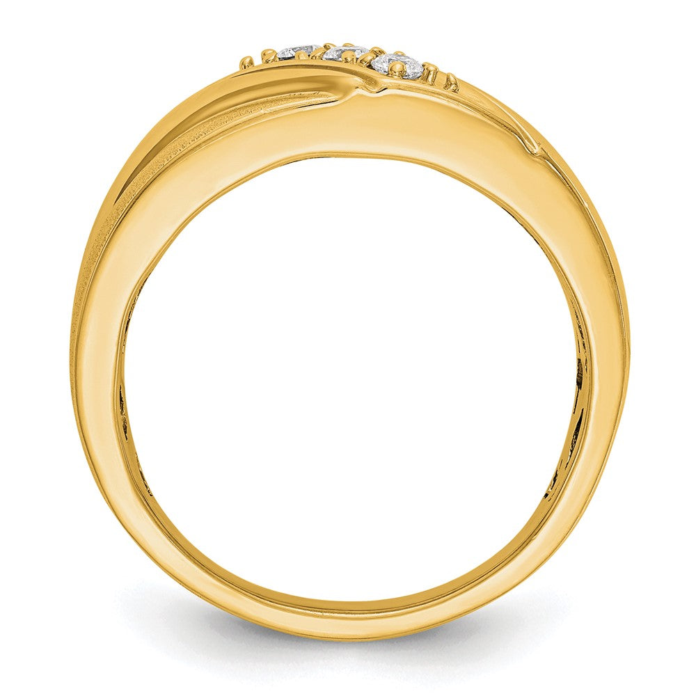 14K Gelbgold Ring mit 0,17 ct. Laborgezüchteten Diamanten VS/SI+ G+ Drei-Steine-Fassung für Herren