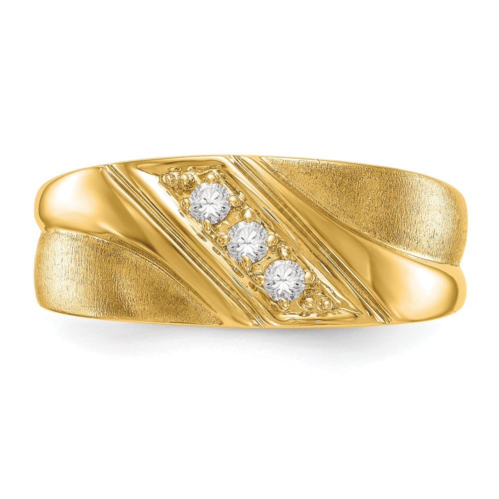 14K Gelbgold Herren-Ring mit echten Diamanten