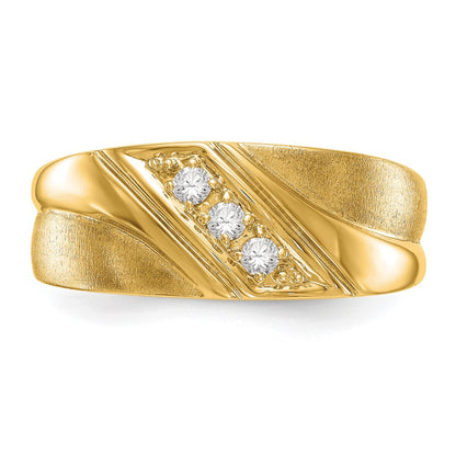 14K Gelbgold Herren-Ring mit echten Diamanten
