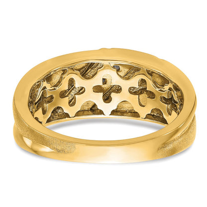 14K Gelbgold Ring mit 0,17 ct. Laborgezüchteten Diamanten VS/SI+ G+ Drei-Steine-Fassung für Herren