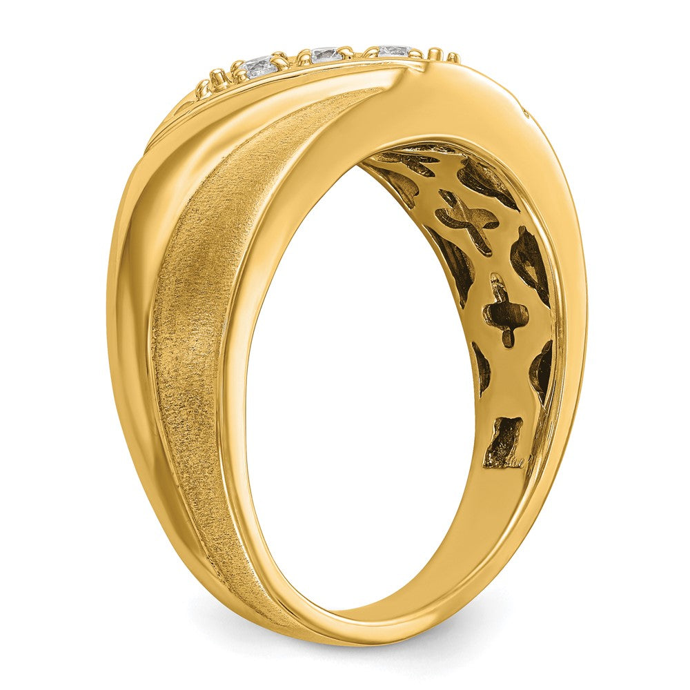 14K Gelbgold Herren-Ring mit echten Diamanten