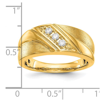 14K Gelbgold Herren-Ring mit echten Diamanten