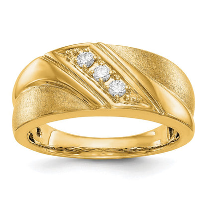 14K Gelbgold Ring mit 0,17 ct. Laborgezüchteten Diamanten VS/SI+ G+ Drei-Steine-Fassung für Herren