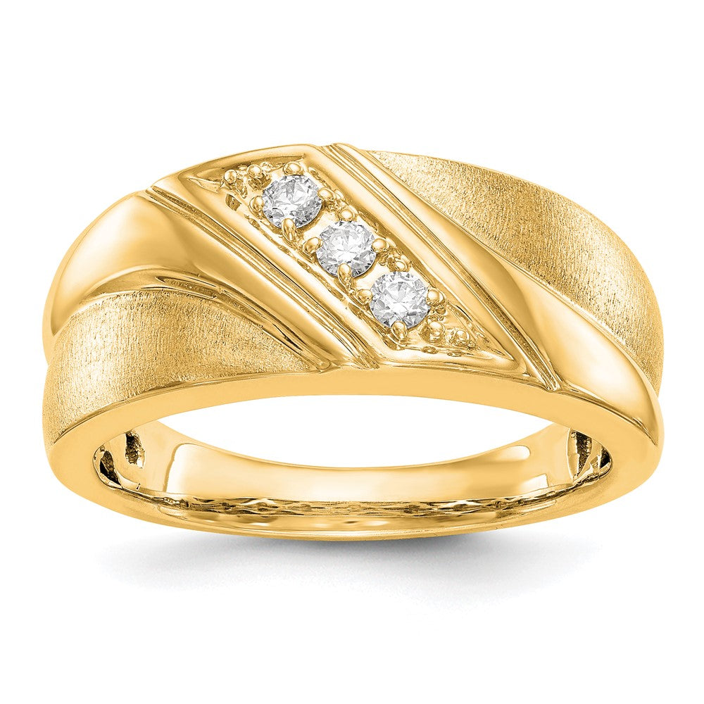 14K Gelbgold Herren-Ring mit echten Diamanten