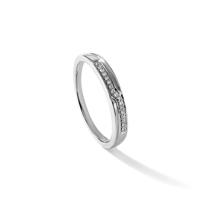 14K Weißgold Herren-Ehering mit natürlichen Diamanten