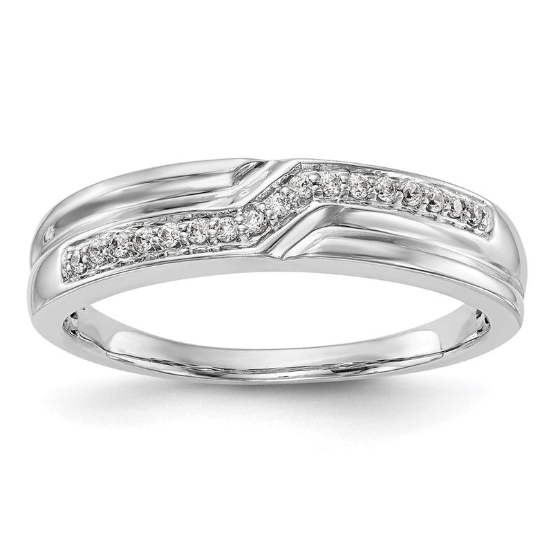 14K Weißgold Herren-Ehering mit natürlichen Diamanten 0,102 ct