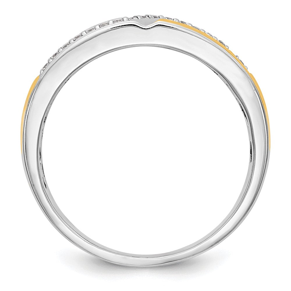 14K Weißgold Herrenring mit Gelbgold-Akzenten und echten Diamanten