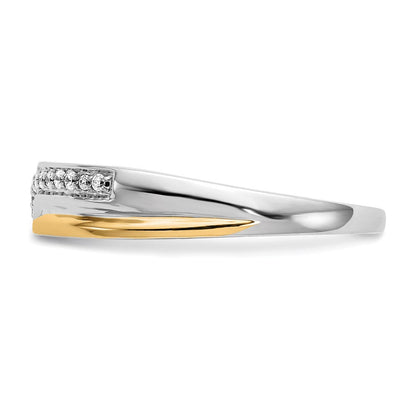 14K Weißgold Herrenring mit Gelbgold-Akzenten und echten Diamanten
