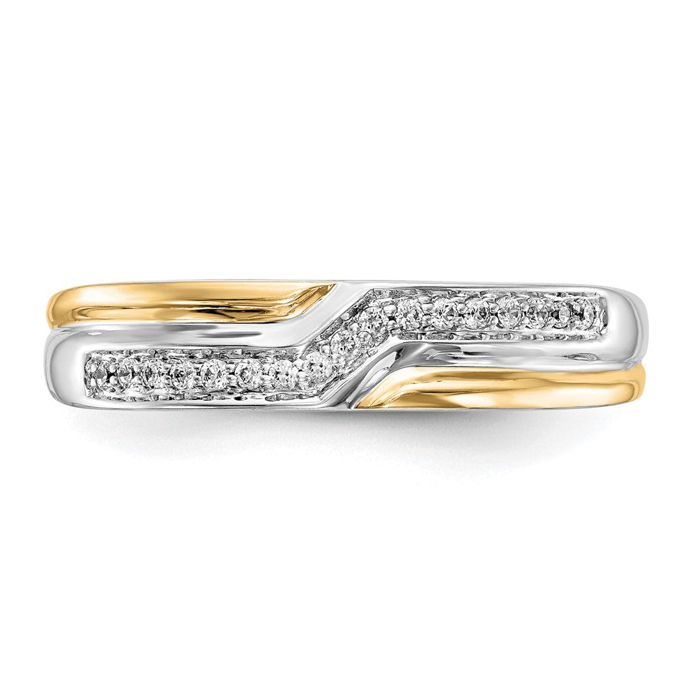 14K Weißgold Herrenring mit Gelbgold-Akzenten und echten Diamanten