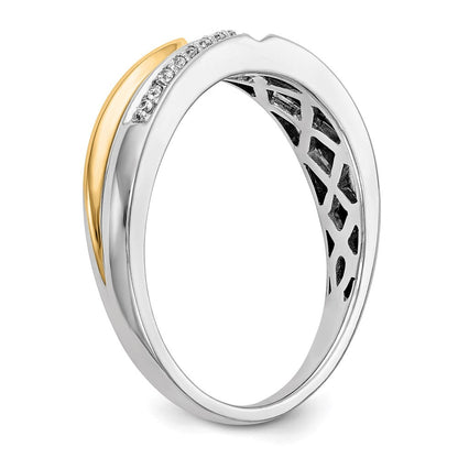 14K Weißgold Herrenring mit Gelbgold-Akzenten und echten Diamanten