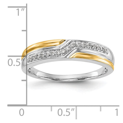 14K Weißgold Herrenring mit Gelbgold-Akzenten und echten Diamanten
