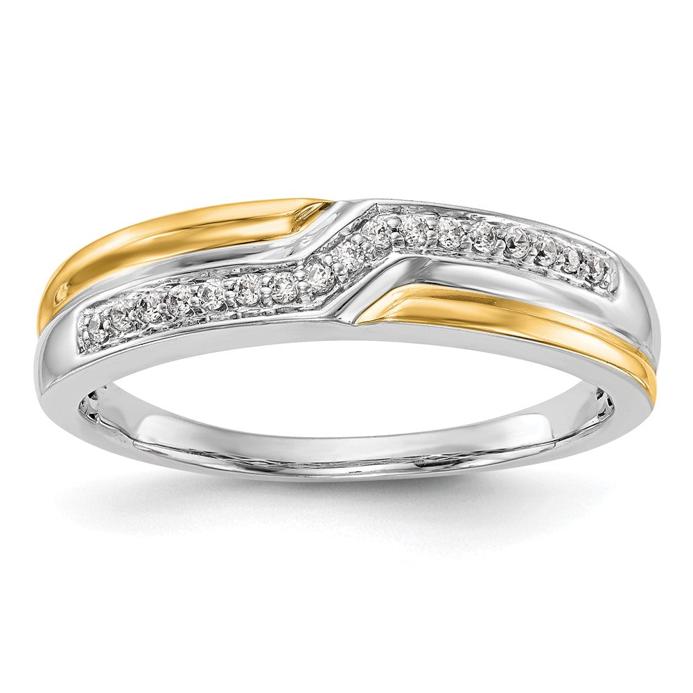 14K Weißgold Herrenring mit Gelbgold-Akzenten und echten Diamanten