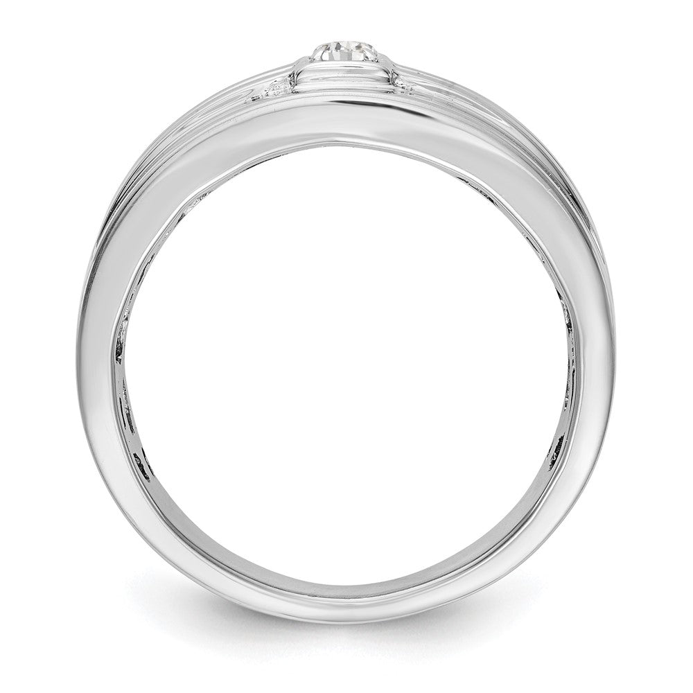 14K Weißgold Herren-Ehering mit natürlichem Diamant 0,08 ct