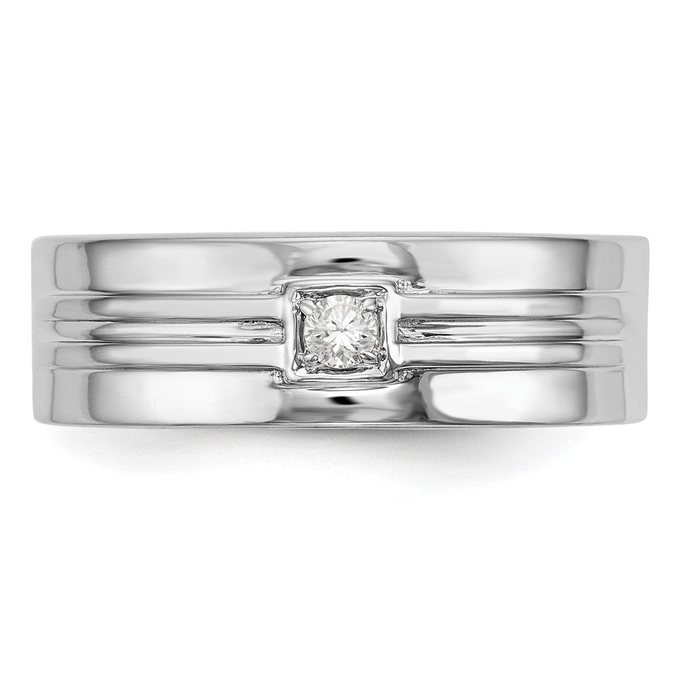14K Weißgold Herren-Ehering mit natürlichem Diamant 0,08 ct