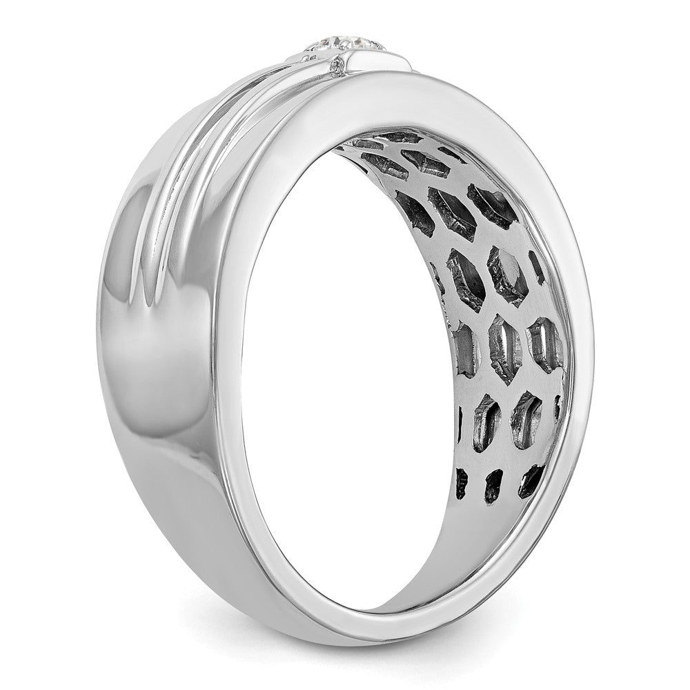14K Weißgold Herren-Ehering mit natürlichem Diamant 0,08 ct