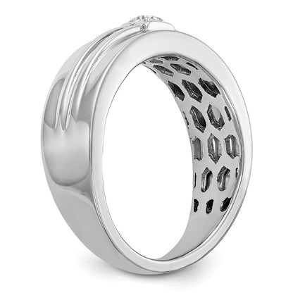 14K Weißgold Herren-Ehering mit natürlichem Diamant 0,08 ct