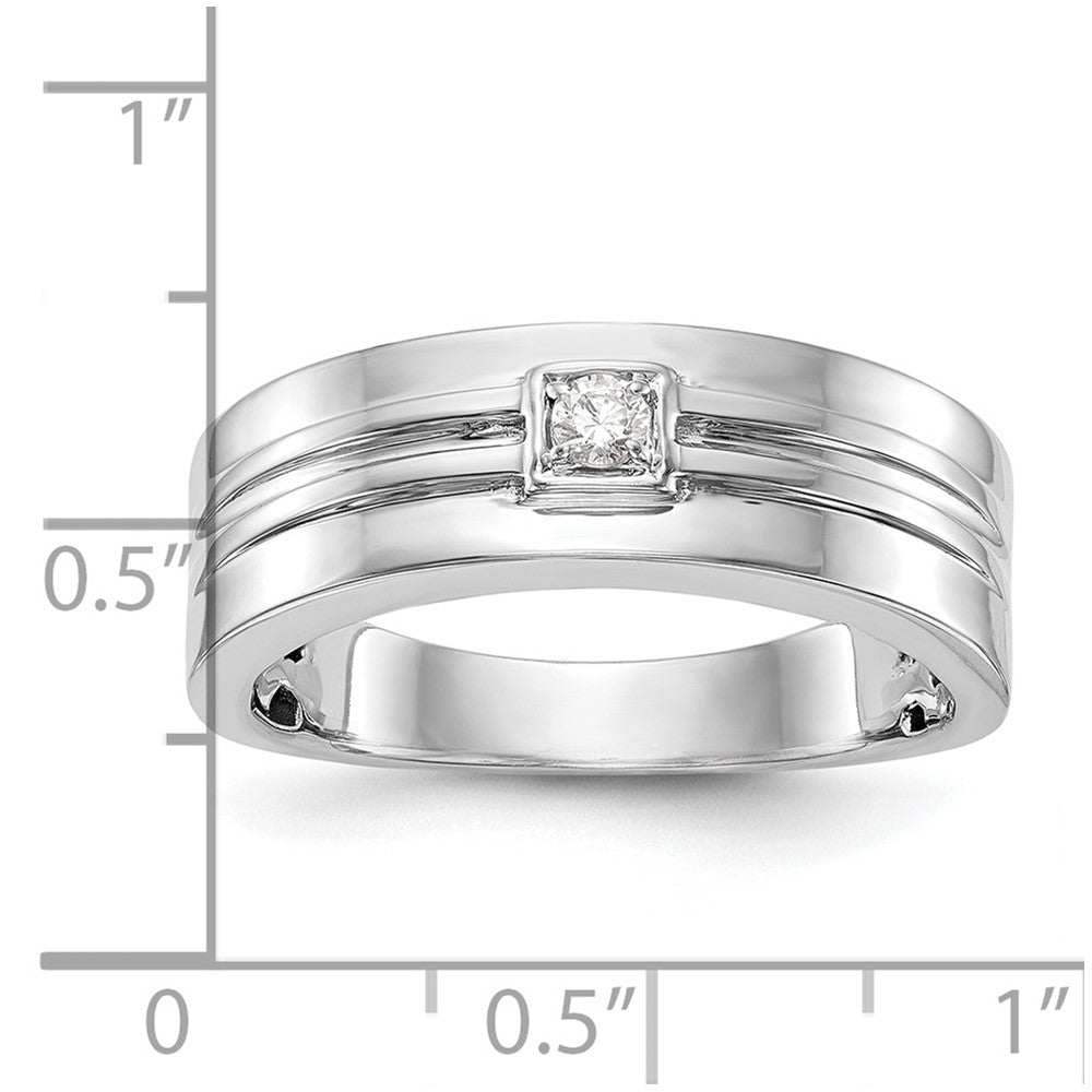 14K Weißgold Herren-Ehering mit natürlichem Diamant 0,08 ct