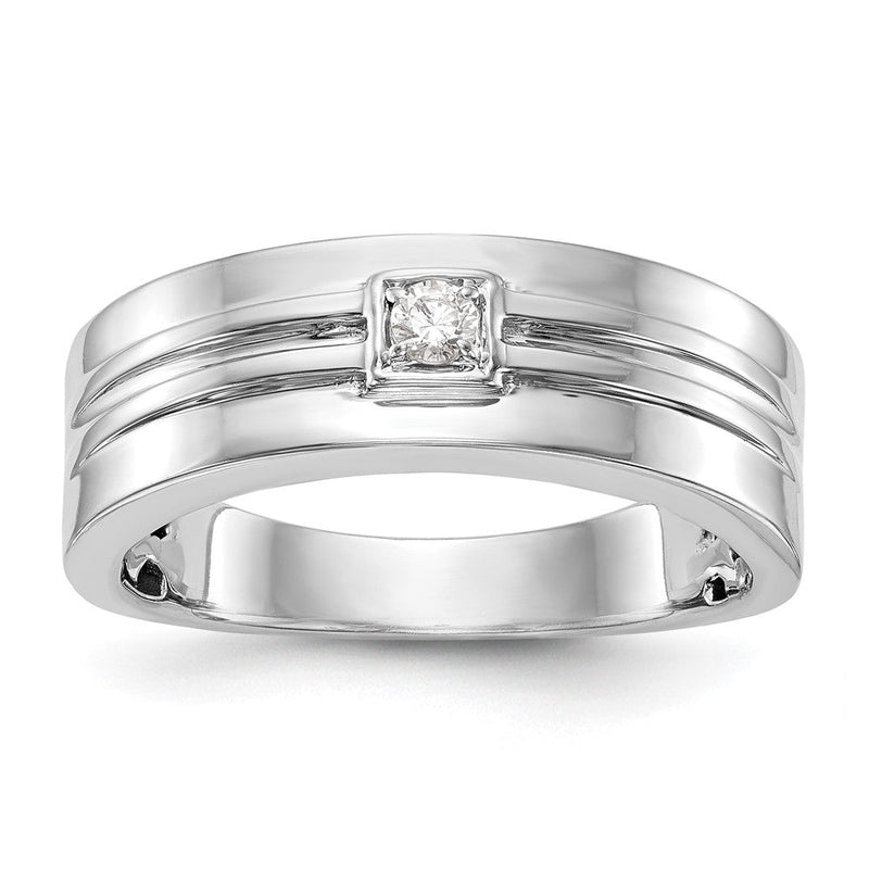 14K Weißgold Herren-Ehering mit natürlichem Diamant 0,08 ct
