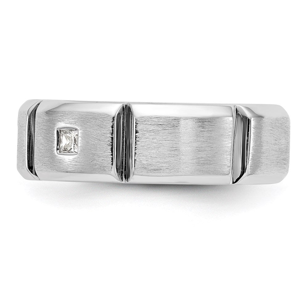 14K Weißgold Herren-Ring mit echten Diamanten