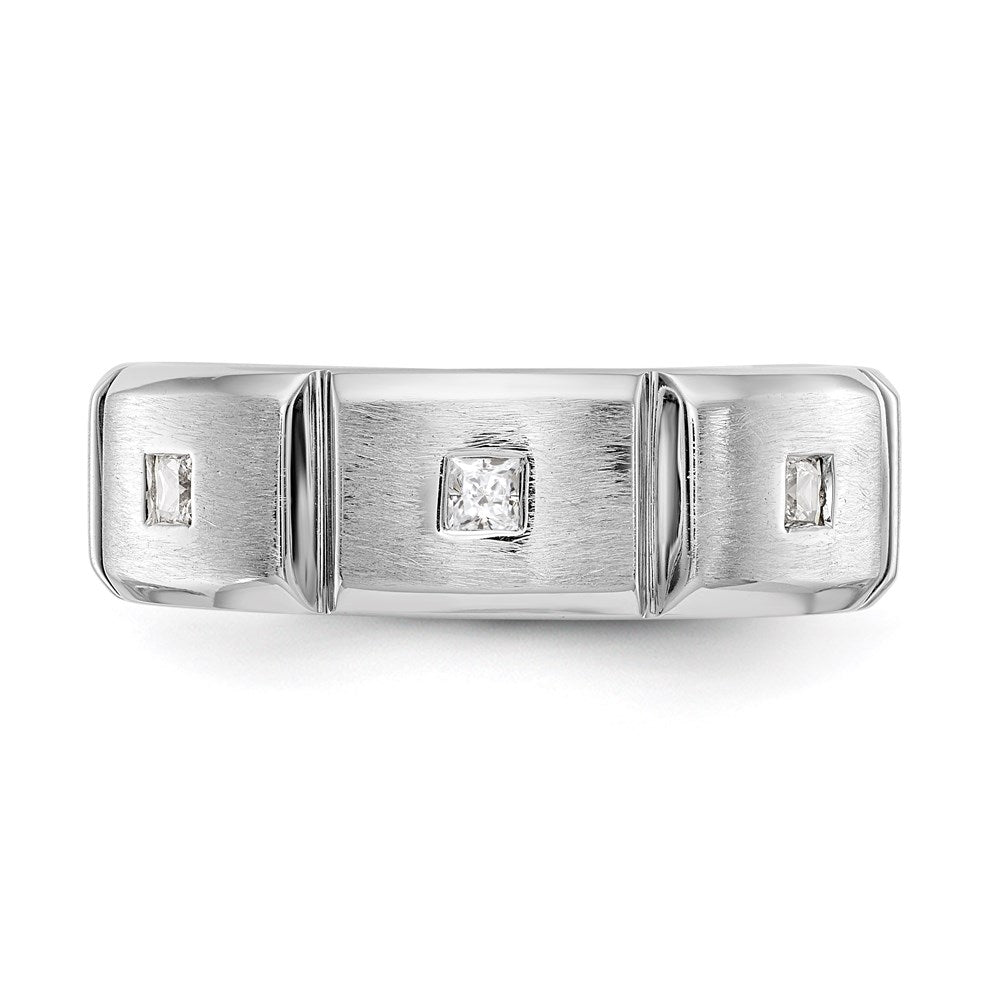 14K Weißgold Herren-Ring mit echten Diamanten