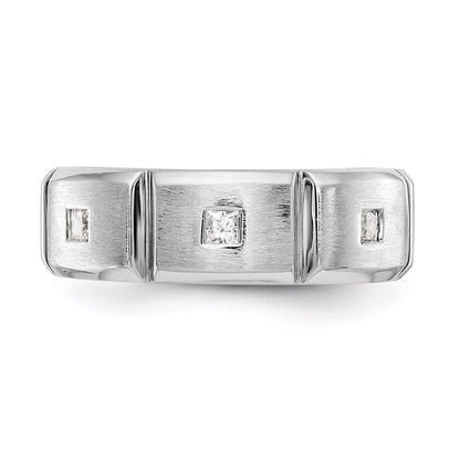 14K Weißgold Herren-Ring mit echten Diamanten
