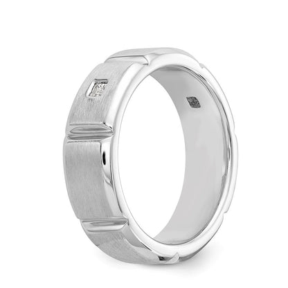 14K Weißgold Herren-Ring mit echten Diamanten